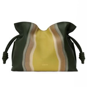 Loewe Medium Flamenco Clutch Landscape In Nappa Calfskin Green