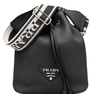 Prada Leather Bucket Bag 1BE060 Black