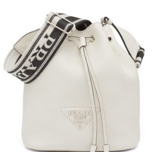 Prada Leather Bucket Bag 1BE060 Cream