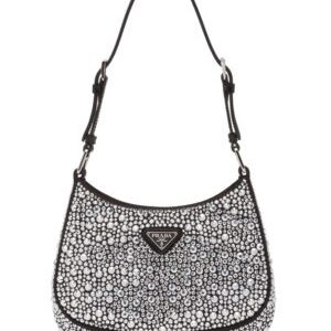Prada Cleo Satin Bag With Appliques 1BC169 Black