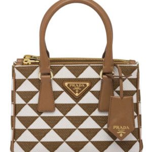 Prada Galleria Embroidered Jacquard Fabric Micro-bag Coffee