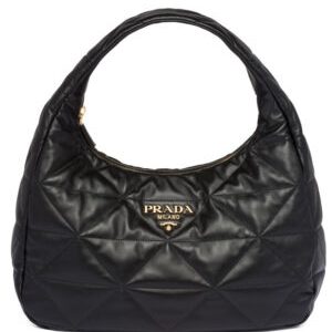 Prada Large, Topstitched Nappa-leather Bag 1BC183 Black