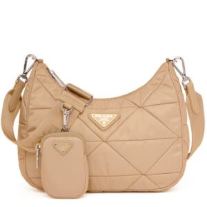 Prada Padded nylon shoulder bag 1BC151 Apricot