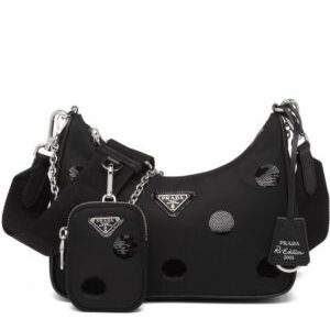 Prada Re-Edition 2005 Re-Nylon polka-dot bag 1BH2045 Black