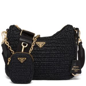 Prada Re-Edition 2005 Raffia Bag 1BH204 Black