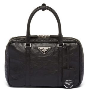 Prada Medium Antique Nappa Leather Top Handle Bag 1BB092 Black