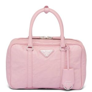 Prada Medium Antique Nappa Leather Top Handle Bag 1BB092 Pink