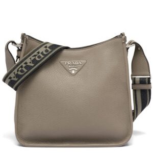 Prada Leather Hobo Bag 1BC073 Gray
