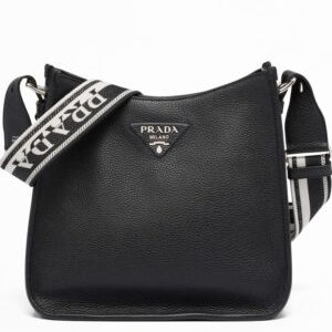 Prada Leather Hobo Bag 1BC073 Black