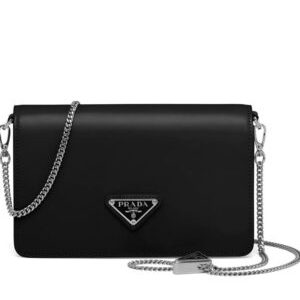Prada Brushed Leather Shoulder Bag 1BD307 Black