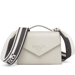 Prada Monochrome Saffiano And Leather Bag Cream