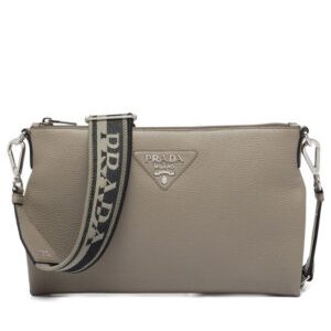 Prada Leather Shoulder Bag 1BH050 Gray