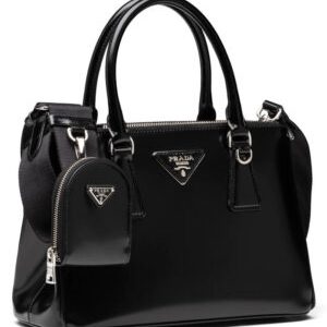 Prada Galleria Brushed Leather Small Bag 1BA896 Black
