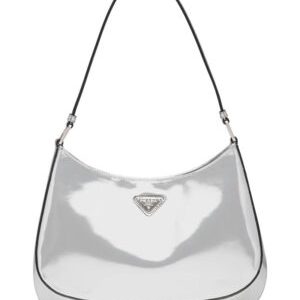 Prada Cleo Brushed Leather Shoulder Bag 1BC499 Silver