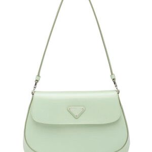 Prada Cleo brushed leather shoulder bag with flap 1BD311 Green