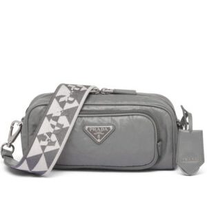 Prada Nappa Antique Leather Multi-pocket Shoulder Bag 1BH198 Gray