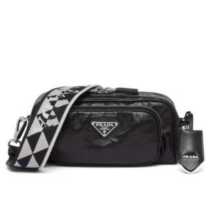 Prada Nappa Antique Leather Multi-pocket Shoulder Bag 1BH198 Black