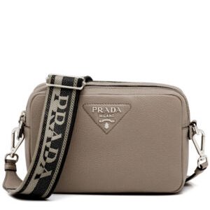 Prada Leather Bag With Shoulder Strap Cream Gray