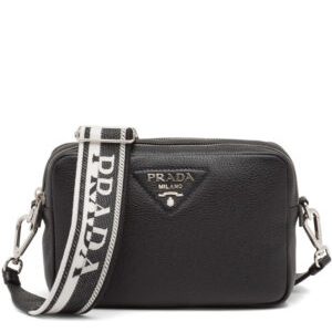 Prada Leather Bag With Shoulder Strap Cream Black