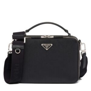 Prada Medium Prada Brique Saffiano Leather Bag 2VH069 Black