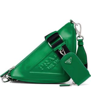 Prada Leather Triangle shoulder bag 1BH190 Green