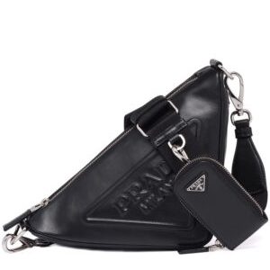 Prada Leather Triangle shoulder bag 1BH190 Black