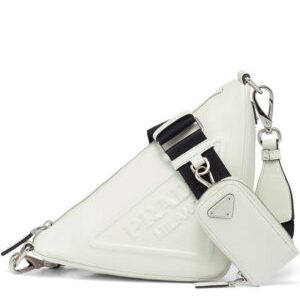 Prada Leather Triangle shoulder bag 1BH190 Cream