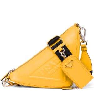 Prada Leather Triangle shoulder bag 1BH190 Yellow