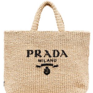 Prada Raffia Tote Bag Apricot