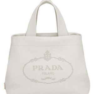Prada Medium Leather Tote 1BG384 Cream