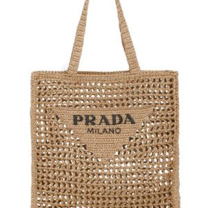 Prada Raffia Tote Bag 1BG393 Apricot