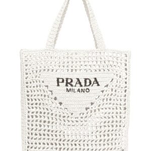 Prada Raffia Tote Bag 1BG393 Cream