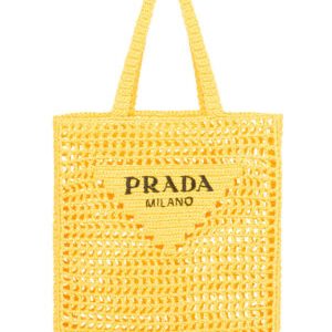 Prada Raffia Tote Bag 1BG393 Yellow