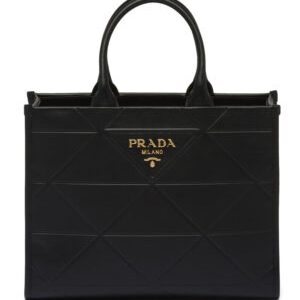 Prada Medium Leather Prada Symbole Bag With Topstitching 1BA378 Black