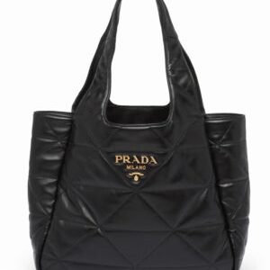 Prada Medium Nappa-leather Tote Bag With Topstitching 1BG450 Black