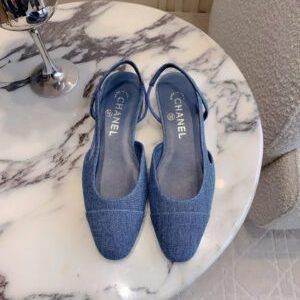 Chanel Coco Quilted Denim Slingback Women’s Shoes