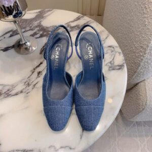 Chanel Coco Quilted Denim Slingback Women’s Shoes