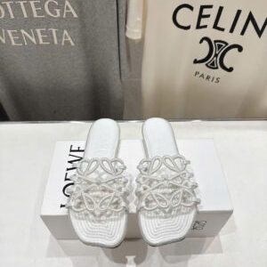 Loewe Petal Anagram Slide Embroidered Canvas