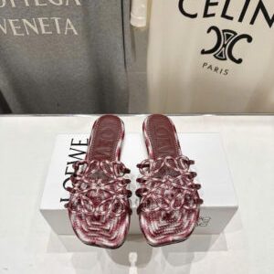 Loewe Petal Anagram Slide Embroidered Canvas