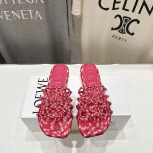 Loewe Petal Anagram Slide Embroidered Canvas