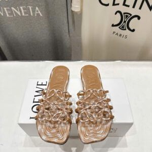 Loewe Petal Anagram Slide Embroidered Canvas