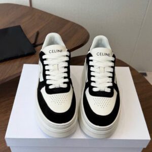 Celine Block Wedge Sneakers in Calfskin and Suede Women’s Shoes