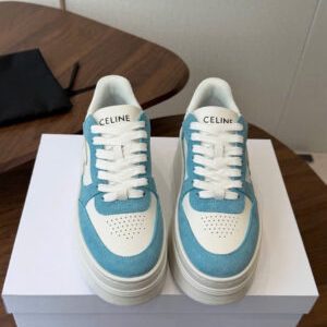 Celine Block Wedge Sneakers in Calfskin and Suede Women’s Shoes