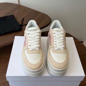 Celine Block Wedge Sneakers in Calfskin and Suede Women’s Shoes