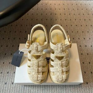 Prada Monolith Crochet Cage Sandals 9cm