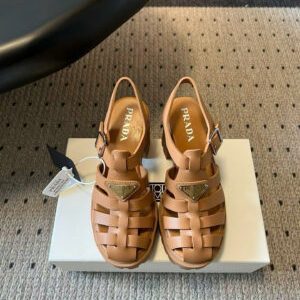 Prada Monolith Crochet Cage Sandals 9cm