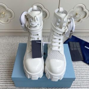 Prada Mesh Detachable-Pouch Combat Boots 5.5cm