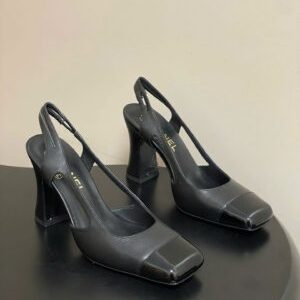 Chanel Crumpled Shiny Lambskin Slingbacks Shoes 9cm