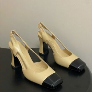 Chanel Crumpled Shiny Lambskin Slingbacks Shoes 9cm