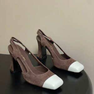 Chanel Crumpled Shiny Lambskin Slingbacks Shoes 9cm